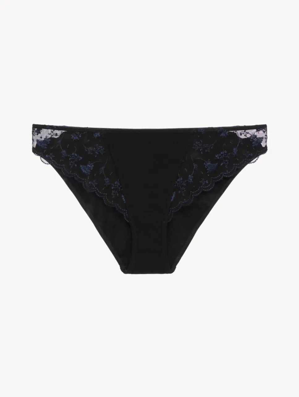 La Perla Briefs In Onyx With Embroidered Tulle< Mid-Rise