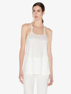 La Perla Camisole In Off-white Modal With Embroidered Tulle< Camisoles|Pajamas