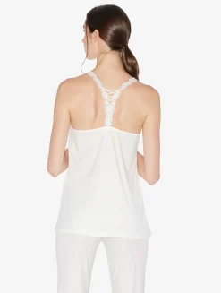 La Perla Camisole In Off-white Modal With Embroidered Tulle< Camisoles|Pajamas