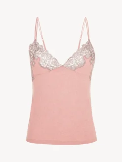 La Perla Cashmere Blend Ribbed Camisole In Blush Clay With Frastaglio< Camisoles|Pajamas