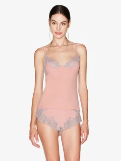 La Perla Cashmere Blend Ribbed Camisole In Blush Clay With Frastaglio< Camisoles|Pajamas