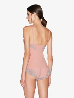 La Perla Cashmere Blend Ribbed Camisole In Blush Clay With Frastaglio< Camisoles|Pajamas