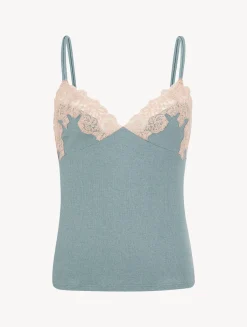 La Perla Cashmere Blend Ribbed Camisole In Sleepy Dream With Frastaglio< Camisoles|Pajamas
