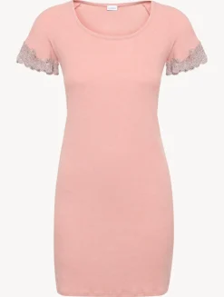 La Perla Cashmere Blend Ribbed Short Nightgown In Blush Clay With Frastaglio< Pajamas|Slips & Dresses