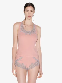 La Perla Cashmere Blend Ribbed Sleep Shorts In Blush Clay With Frastaglio< Pajamas|Loungewear
