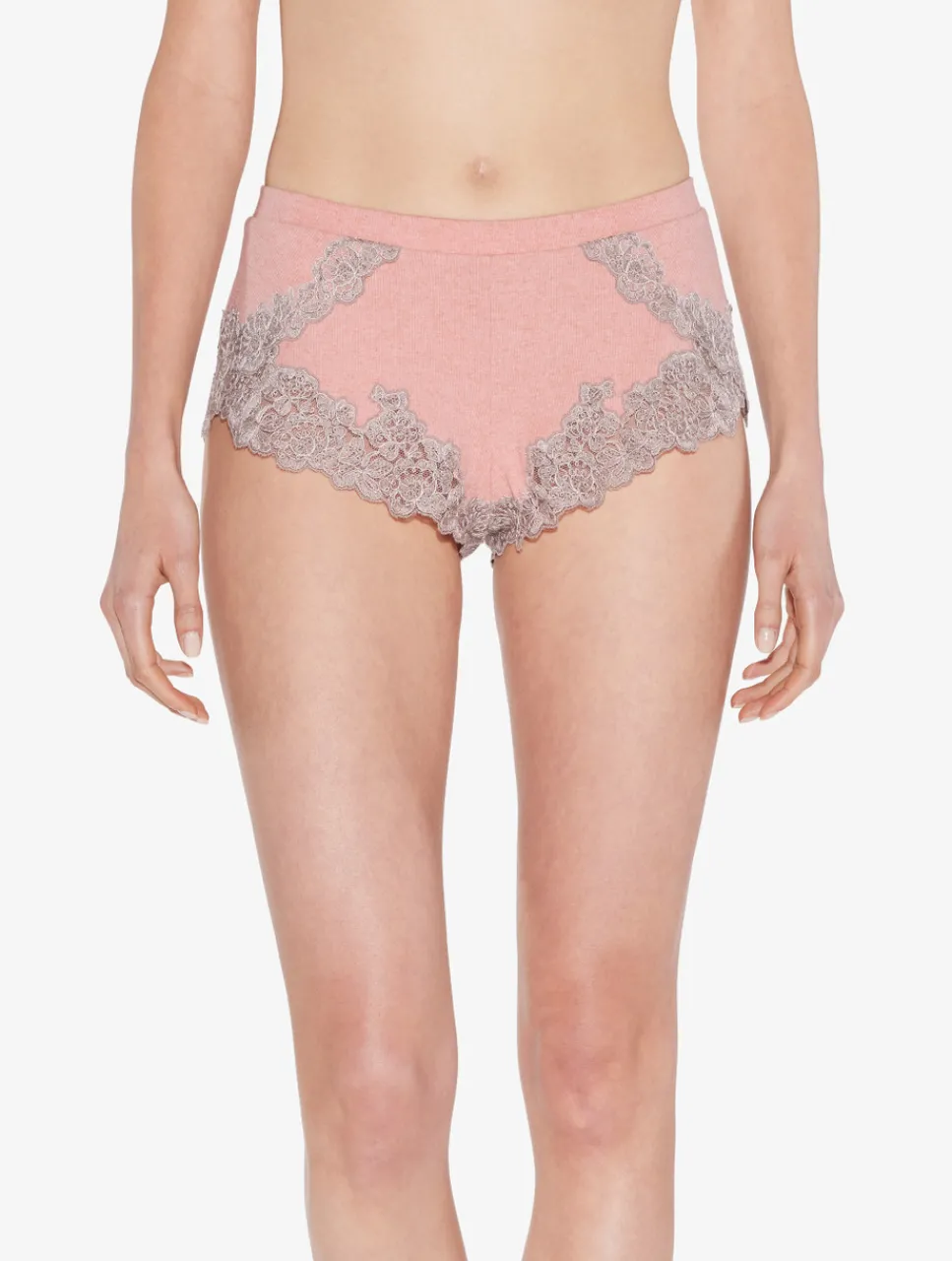 La Perla Cashmere Blend Ribbed Sleep Shorts In Blush Clay With Frastaglio< Pajamas|Loungewear