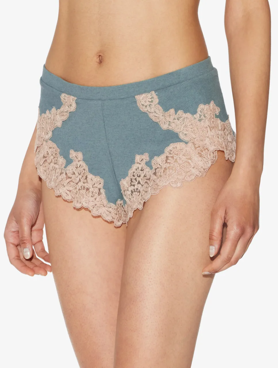 La Perla Cashmere Blend Ribbed Sleep Shorts In Sleepy Dream With Frastaglio< Pajamas|Loungewear