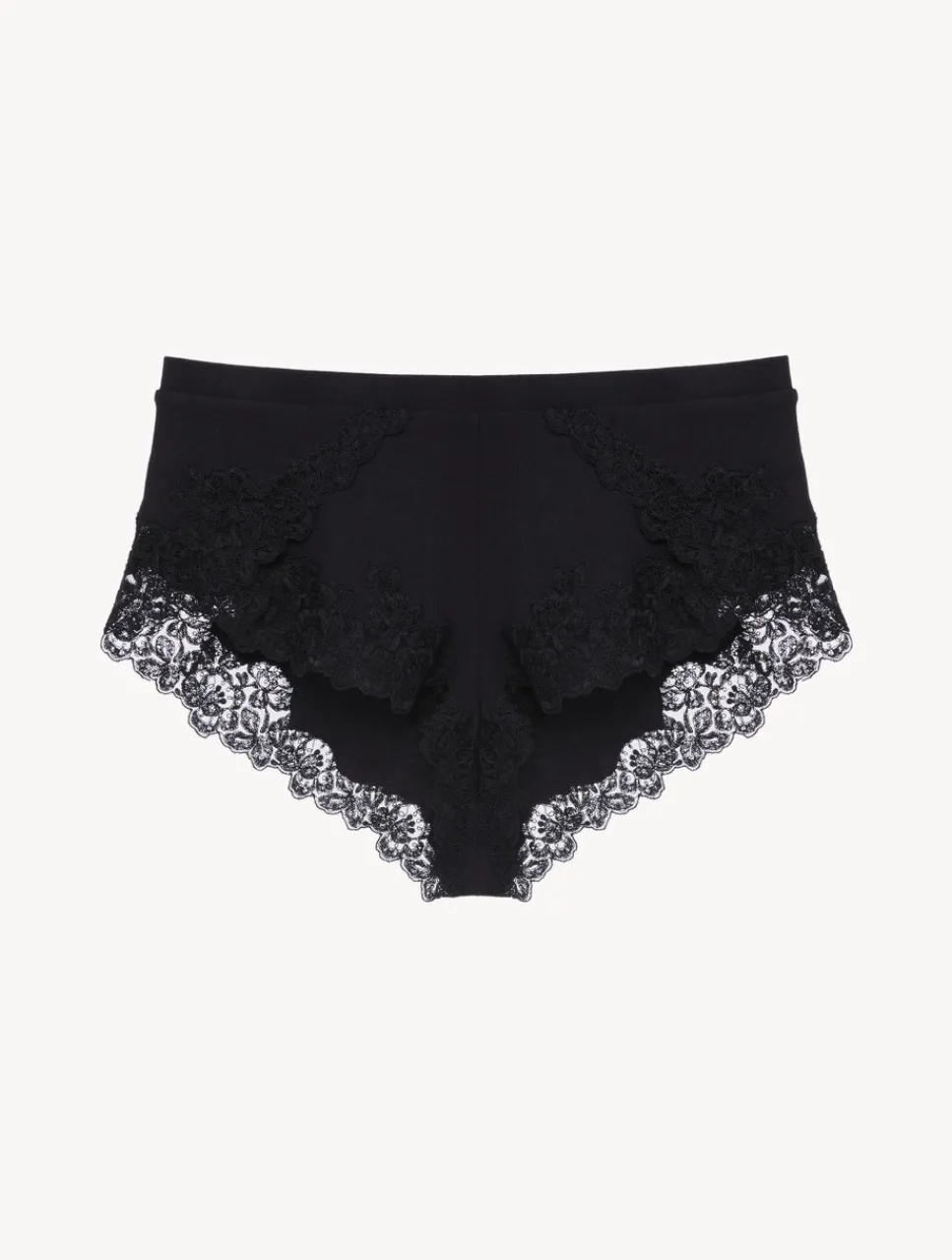 La Perla Cashmere Blend Ribbed Sleep Shorts In Onyx With Frastaglio< Pajamas|Loungewear