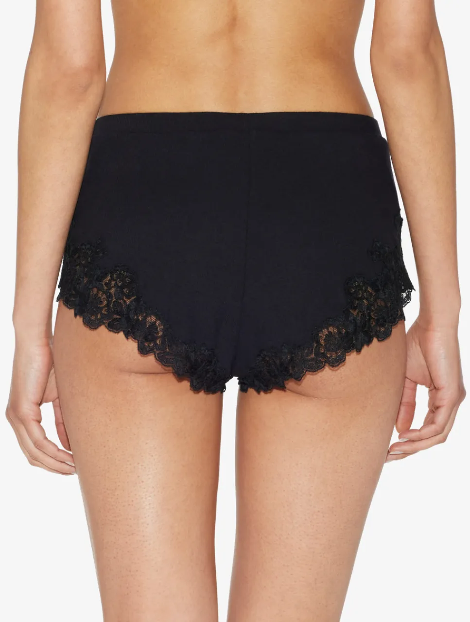 La Perla Cashmere Blend Ribbed Sleep Shorts In Onyx With Frastaglio< Pajamas|Loungewear