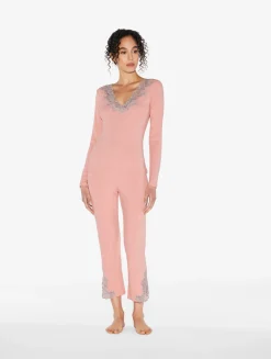 La Perla Cashmere Blend Ribbed Trousers In Blush Clay With Frastaglio< Pajamas|Loungewear
