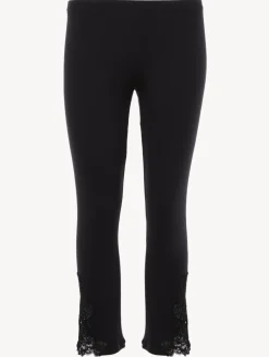 La Perla Cashmere Blend Ribbed Trousers In Onyx With Frastaglio< Pajamas|Loungewear