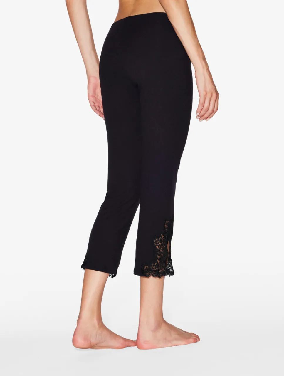 La Perla Cashmere Blend Ribbed Trousers In Onyx With Frastaglio< Pajamas|Loungewear