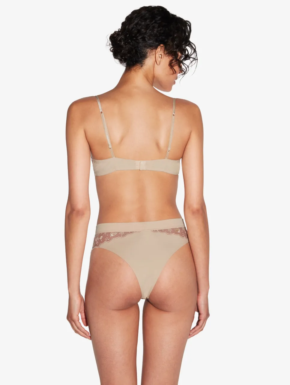La Perla High Waisted Briefs In Halo And Ivory Nude With Embroidered Tulle< High-Waist