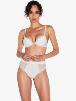La Perla High Waisted Briefs In Lys With Embroidered Tulle< High-Waist
