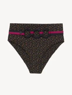 La Perla High-waisted Belted Bikini Briefs In Dark Green And Black< Bikinis
