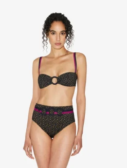 La Perla High-waisted Belted Bikini Briefs In Dark Green And Black< Bikinis