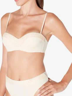 La Perla High-Waisted Brazilian Bikini Brief In Champagne With Beading< Bikinis