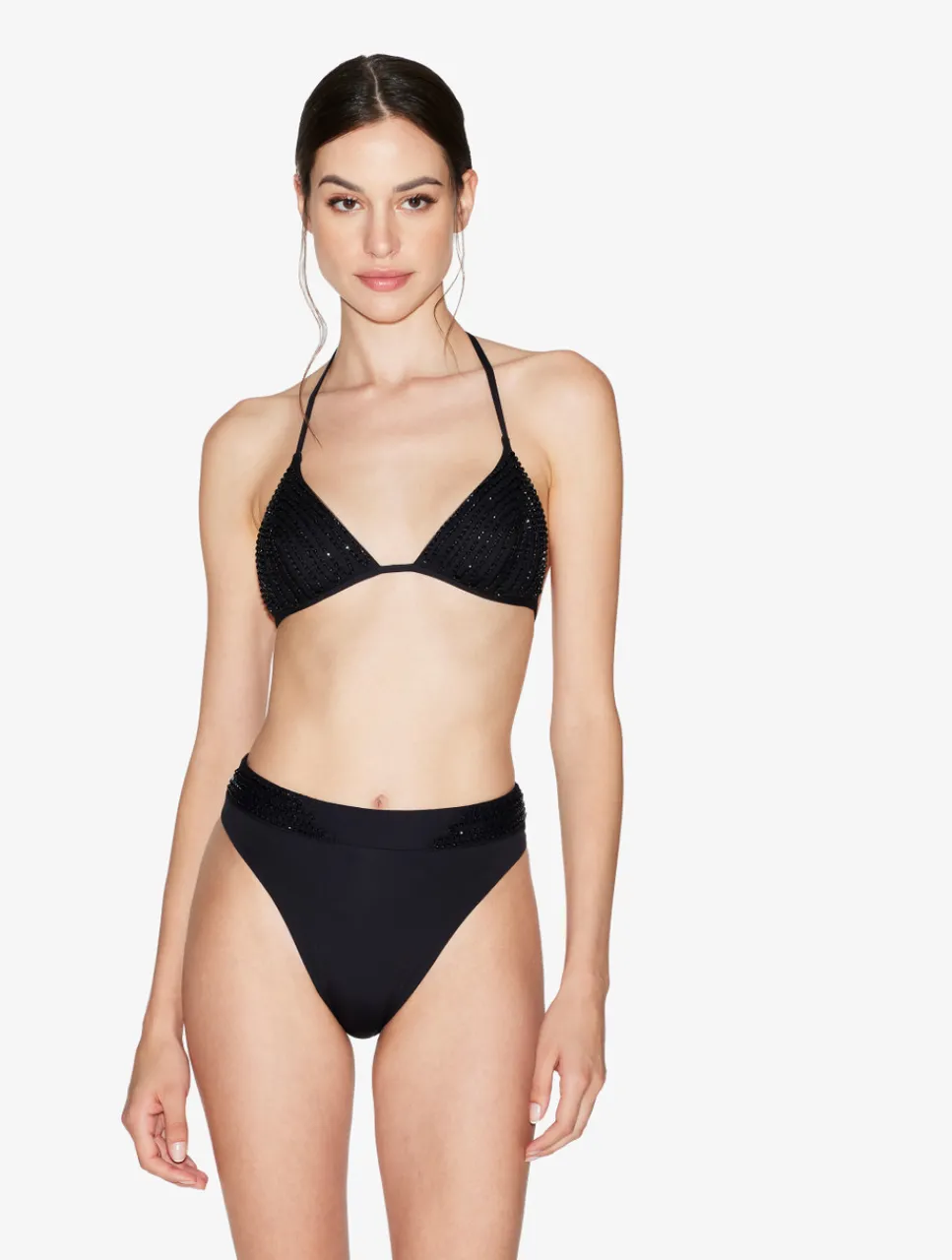 La Perla High-Waisted Brazilian Bikini Brief In With Beading< Bikinis