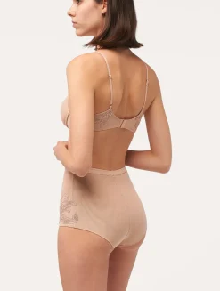 La Perla High-waisted Briefs In Sand Stretch Tulle< High-Waist|Shapewear