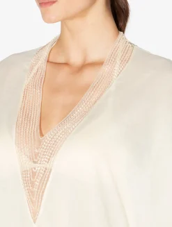La Perla Kaftan In Champagne With Beading< Beach Coverups
