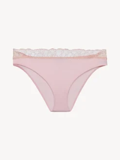 La Perla Lace Medium Brief In Powder Pink And Sand< Mid-Rise