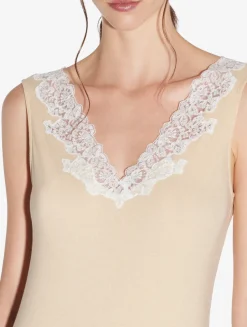La Perla Long Cashmere Blend Ribbed Nightgown In Halo With Frastaglio< Pajamas|Loungewear