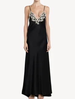 La Perla Long Nightgown In With Frastaglio< Slips & Dresses|Silk Sleepwear