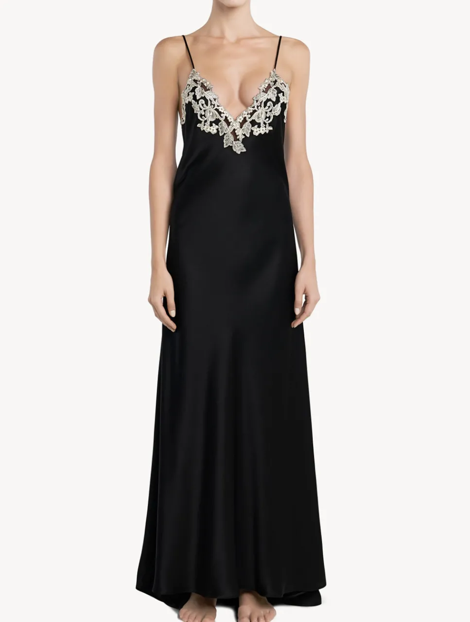 La Perla Long Nightgown In With Frastaglio< Slips & Dresses|Silk Sleepwear