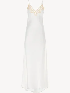 La Perla Long Nightgown In With Frastaglio< Slips & Dresses|Silk Sleepwear