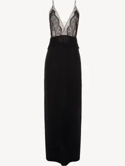 La Perla Long Silk Nightgown With Leavers Lace< Slips & Dresses|Silk Sleepwear