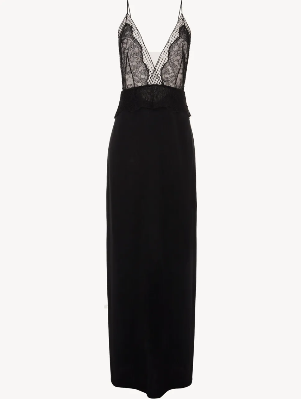 La Perla Long Silk Nightgown With Leavers Lace< Slips & Dresses|Silk Sleepwear
