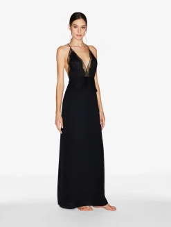 La Perla Long Silk Nightgown With Leavers Lace< Slips & Dresses|Silk Sleepwear