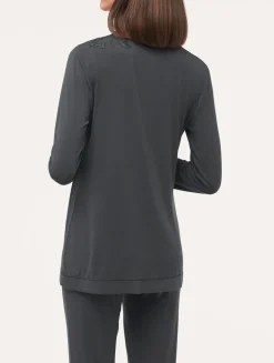 La Perla Long-sleeved Top In Charcoal Modal< Camisoles|Pajamas