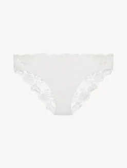 La Perla Medium Brief In Off- Lycra With Embroidered Tulle< Mid-Rise