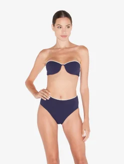 La Perla Monogram Bandeau Bikini Top In Navy< Bikinis