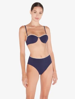 La Perla Monogram High Waist Bikini Brief In Navy< Bikinis