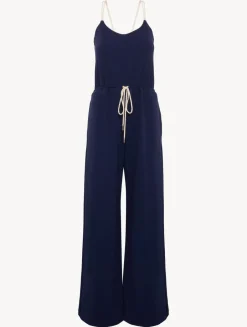 La Perla Monogram Jumpsuit In Navy< Beach Coverups