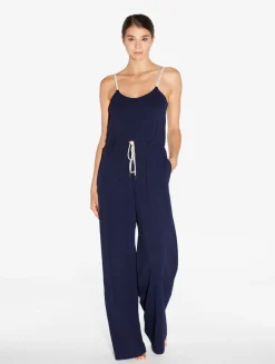 La Perla Monogram Jumpsuit In Navy< Beach Coverups