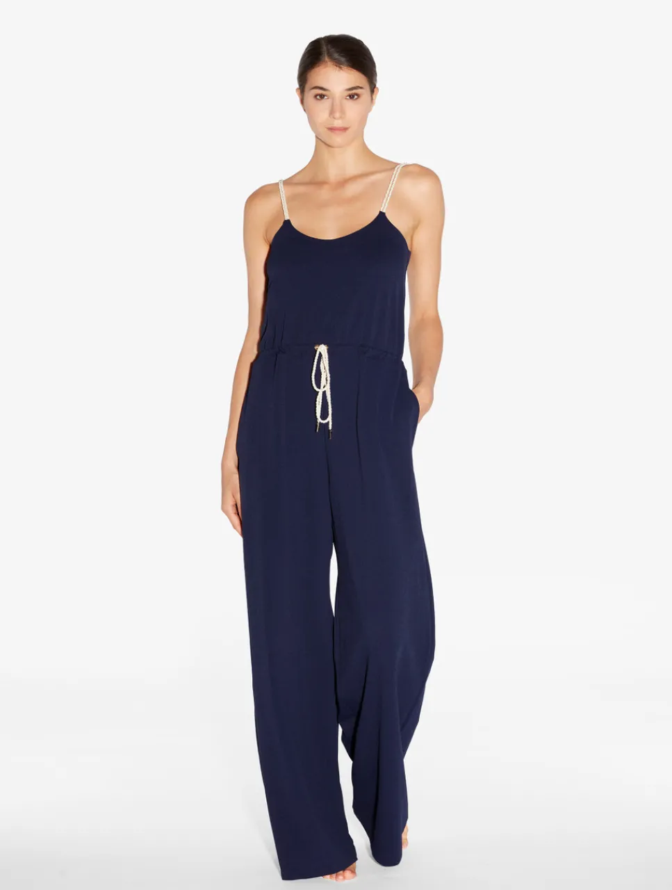 La Perla Monogram Jumpsuit In Navy< Beach Coverups