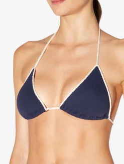 La Perla Monogram Triangle Bikini Top In Navy< Bikinis