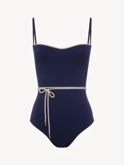 La Perla Monogram Underwired Swimsuit In Navy< One-Piece Bathing Suits