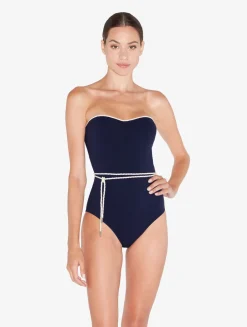 La Perla Monogram Underwired Swimsuit In Navy< One-Piece Bathing Suits