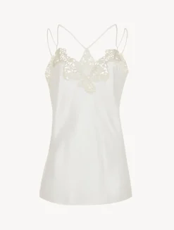 La Perla Off-white Camisole In Silk With Macramé Frastaglio< Camisoles|Pajamas