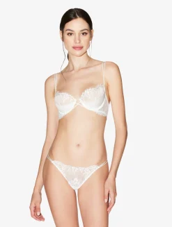 La Perla Off-white Leavers Lace Thong< G String & Thong