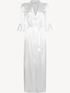 La Perla Off-white Long Silk Belted Robe< Robes|Silk Sleepwear