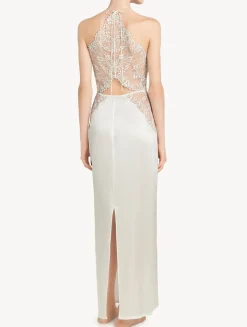 La Perla Off-white Silk Halterneck Nightdress With Leavers Lace Trim< Silk Sleepwear