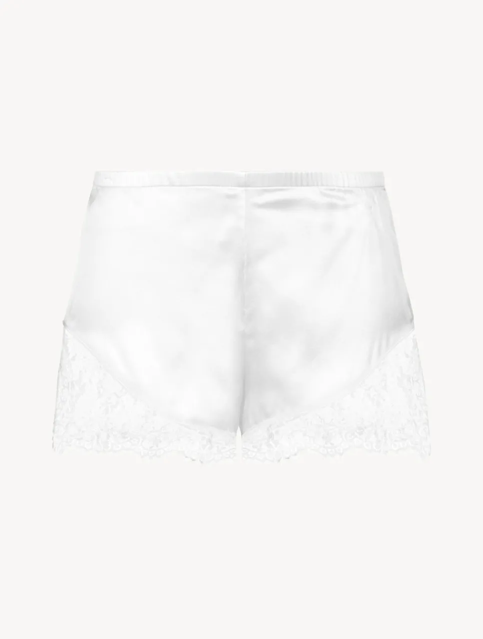 La Perla Off-white Silk Pajama Shorts With Leavers Lace Trim< Pajamas|Sleep Shorts & Trousers