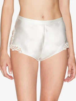 La Perla Off-white Silk Sleep Shorts With Macramé Frastaglio< Pajamas|Sleep Shorts & Trousers
