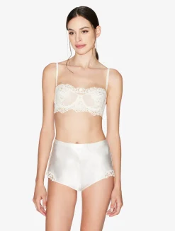 La Perla Off-white Silk Sleep Shorts With Macramé Frastaglio< Pajamas|Sleep Shorts & Trousers