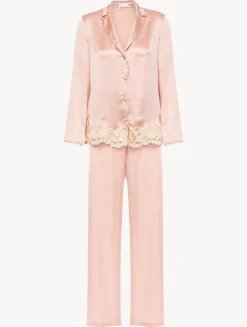 La Perla Silk Long Pajamas With Frastaglio< Pajamas|Silk Sleepwear